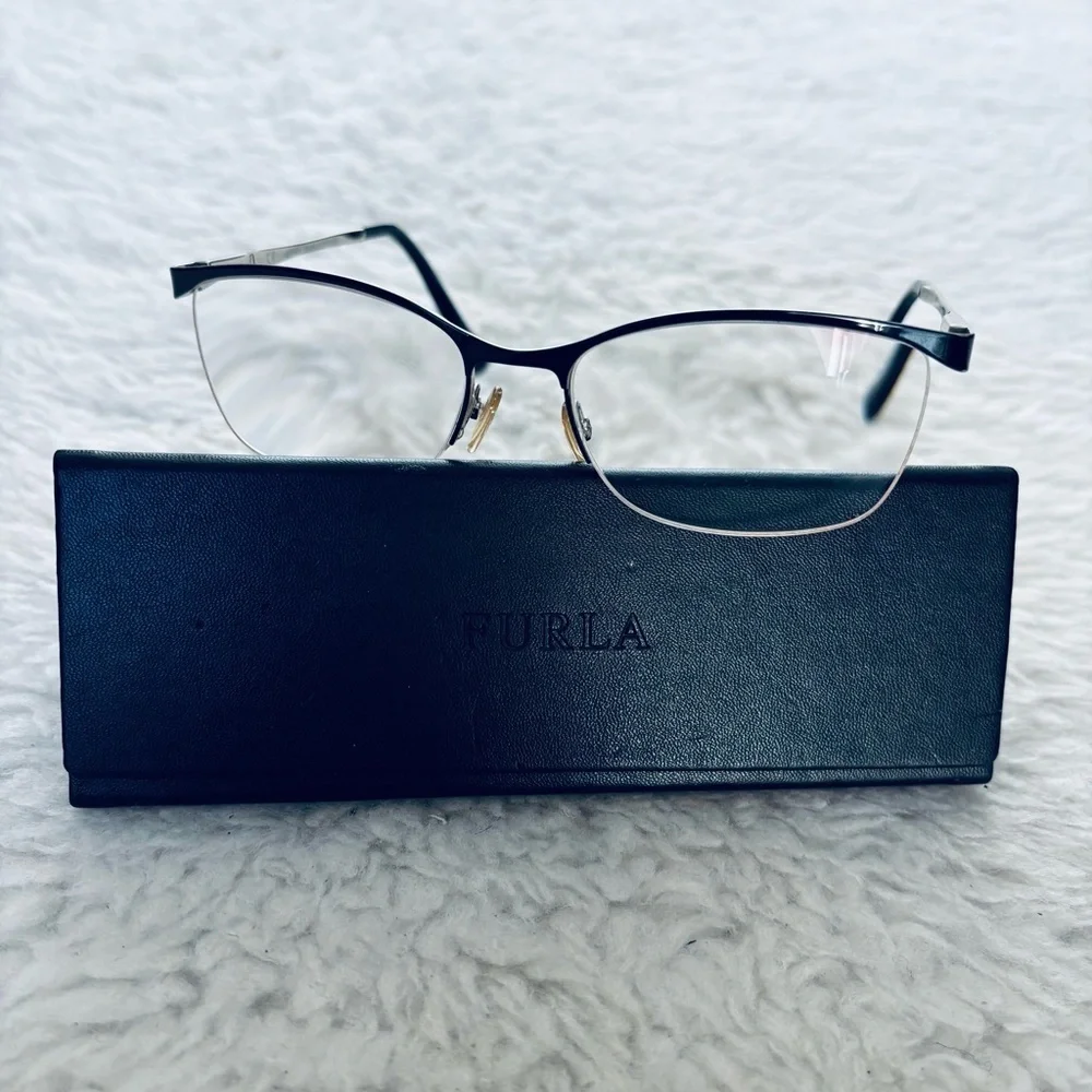 Furla Women's Black Half-Rim col.0583 Glasses Frame Only w/ case